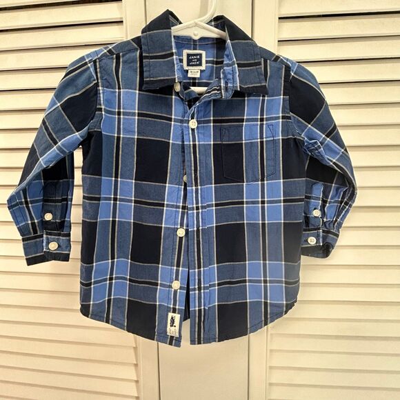 Janie and Jack 12-18M blue plaid button up dress shirt - Picture 1 of 4